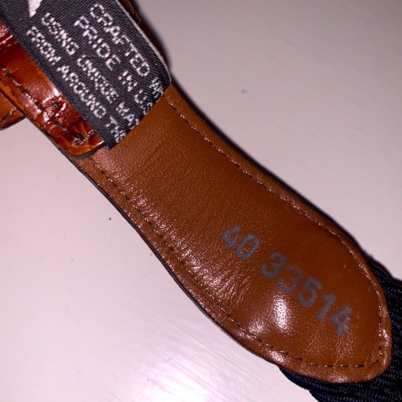 Brighton Woven Belt Croc Embossed Leather Brass Buckle Mens Size 40 - Picture 7 of 10